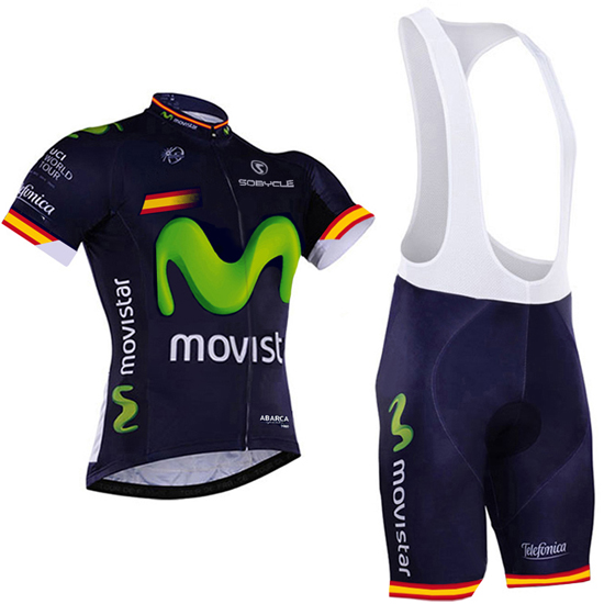 2017 Maillot Movistar Tirantes Mangas Cortas verde Y Azul